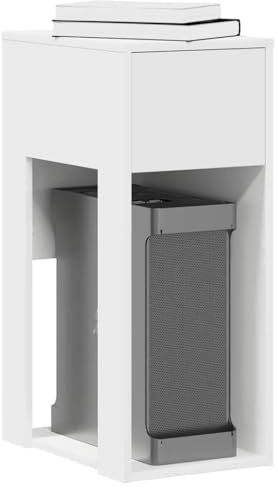Hoopleep Computer Cabinet with Drawer, White, 30 x 44 x 74 cm, Wood Composite PC Storage for Home Office, Protects Computer Case, Versatile Side Table