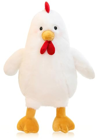 XIMEY Huhn Kuscheltier, Küken Kuscheltier, Huhn Plüschtier, Stofftier Huhn, für Ostergeschenk, Osterdeko, Geburtstags Geschenk, 30 cm, Weiß (B)