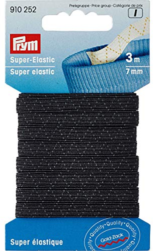 PRYM 910252 Super-Elastic Litze schwarz 7mm, 3m