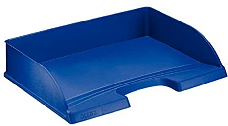 Leitz Briefkorb Querformat A4, 5er Pack, Briefablage in Premium-Qualität, Stapelbare Ablagefächer als Schreibtisch-Organizer, Kombinierbar mit Plus-Serie, Blau, 52180035