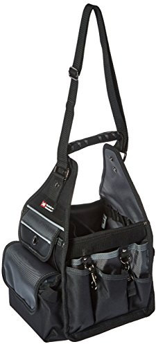 McGuire-Nicholas Electrician's Tote, Easy Carry Tool Bag for Electricians, Multi Pocket and Loop Design for Tools and Electrical Equipment, Black and Silver - MN-22128