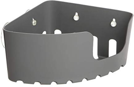 TATAY Etagere Salle de Bain Sans Percage d’Angle | Avec Ventouses Incluses | Supporte 2 kg | Polypropylène Résistant à l’Humidité | Format d’Angle | 20 x 20 x 11 cm – Modèle Standard – Gris