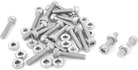 sourcing map 20 Stk M2,5x12mm Edelstahl Sechskantschlüssel Rändelschrauben Schrauben Muttern DE de