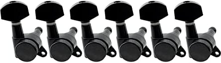 Musiclily Pro 6 in Line Gitarren Locking Mechaniken Locking Tuners für Fender Stratocaster Telecaster E-Gitarre, Schwarz