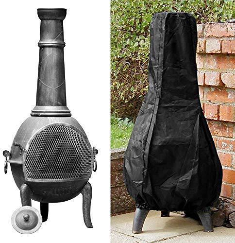 Chauffe Terrasse Housse Extérieur Chimenea Housses Imperméable Résistant Jardin Radiateur Pluie Soleil UV Protection 1.2m Haut Noir