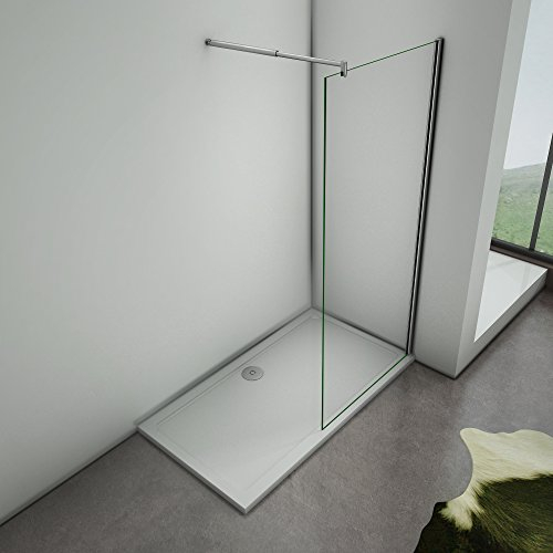 Parete Doccia Walk In Vetro Temperato Trasparente Anticalcare 8 mm Con Barra Stabilizzatrice regolabile da 70-120cm misura 50x200cm