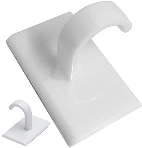 Fort Fasteners Cup Hooks, Plastic, Self Adhesive 32mm x 20mm x 25mm White 20 Hooks