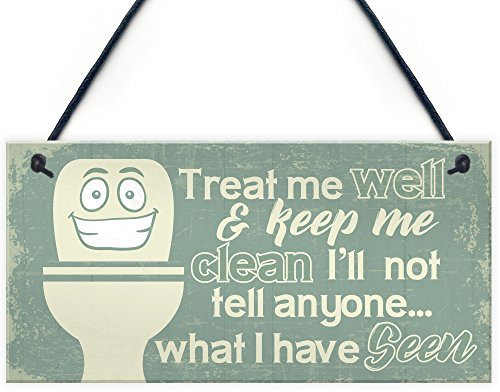 RED OCEAN Funny BATHROOM Signs Shabby Chic Door Plaque Sign for Toilet Bathroom The Loo