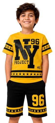 A2Z Kids Boys Cotton T Shirt and Shorts Set Casual Summer Outfit Wear | Printed Graphic Design Featuring Drawstring Bottoms For Daily Activities