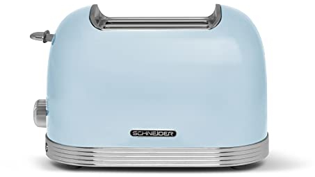 SCHNEIDER SCTO2BL , Grille pain Vintage , 2 Fentes , Fonction décongélation , Arrêt automatique , Puissance (815W) , Tiroir ramasse miettes , Bleu