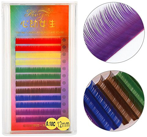 Extension de Faux Cils Colorés Arc-en-ciel Dégradé de Couleur Faux Cils Individuels(12mm)