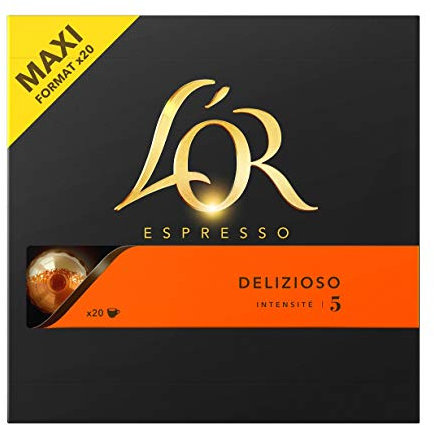 L'Or Espresso Café Delizioso - Intensité 5 - 100 Capsules en Aluminium Compatibles avec les Machines Nespresso (Lot de 5X20 capsules)