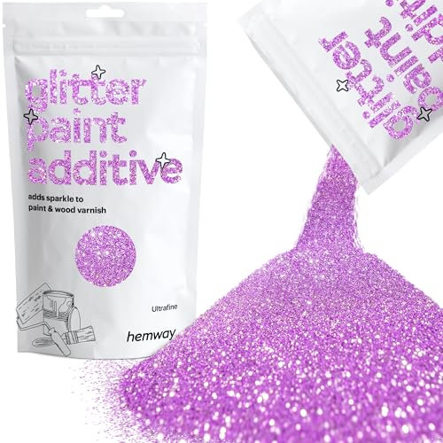 Hemway Glitter Paint Additive - Lavender Purple | Ultrafine Metallic Flakes for Adding Sparkle to Paints & Wood Varnish | Add to Emulsion, Acrylic & Latex for Indoor Sparkly Walls | 100 g