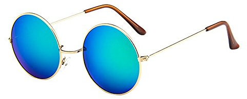 Lazzboy Frauen Männer Vintage Retro Brille Unisex Driving Round Frame Sonnenbrille Eyewear Runde Mit Schmalem Metall Gestell(E)