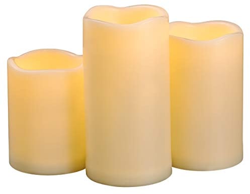 3PCS 4 5 6 Waterproof LED Flameless Timer Candles, 1000 Hours Long Battery Life/Flickering Battery Operated Electric Outdoor LED Large Pillar Candle for Outside Lantern Festival Decor etc.