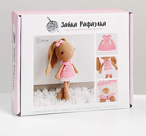 GMMH Bastelset Strickset Puppe selbst stricken Weichpuppe Stoffpuppe Design Nähset (Hase Rafaelka 26 cm)