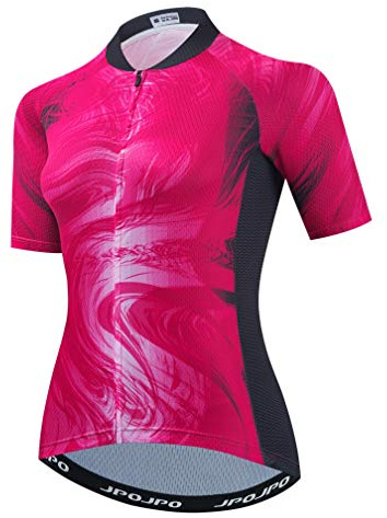 Damen-Fahrradtrikot Kurzarm Atmungsaktives Radfahren Fahrrad-Shirt MTB-Radfahren, Rosenrot, Groß
