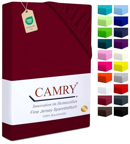 Camry Boxspringbett & Wasserbett Spannbettlaken 180x200-200x220cm Bordeaux für Matratzen bis 35cm Matratzenhöhe Baumwolle Oeko-Tex 100