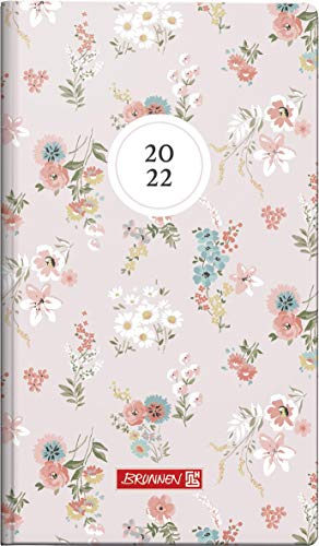 BRUNNEN 1075615022 Taschenkalender/Wochen-Sichtkalender Modell 756, 2 Seiten = 1 Woche, 8,7 x 15,3 cm, Grafik-Einband Mohn, Kalendarium 2022, ohne Registerschnitt