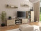 Per la vita Wohnwand Szopen, Schrankwand Wohnzimmer Modern, Wohnzimmerschrank mit Fernsehtisch Sideboard und Wandregal, Weiß (szopen Sonoma)