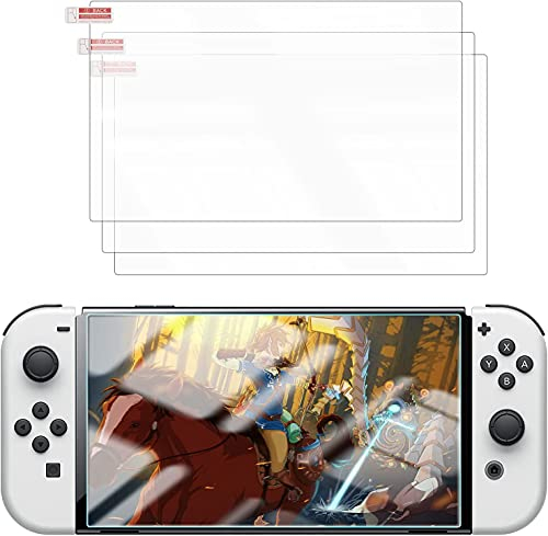 DLseego [3 Pack Protecteur D'écran Compatible avec Nintendo Switch OLED 2021, Film en Verre Trempé HD pour Switch [Sans bulles] [Anti-rayures]