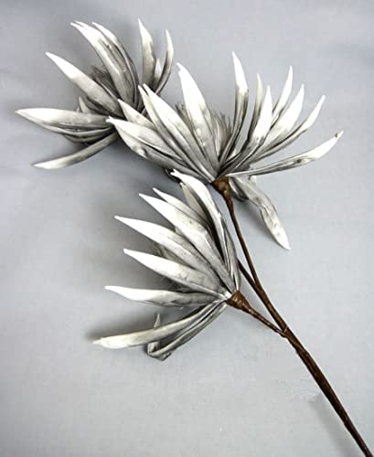 GILDE Kunstblume Foam Flower Dahlie Weiss-grau 3 Blüten ca. 94cm