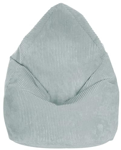 DreamRoots Sitzsack Erwachsene Cord 80x80x120 cm, Green Lily | Bean Bag Chair, mit Füllung, Lehne & Bezug, Sitzsack für Teenager & Erwachsene, Sitzkissen Boden
