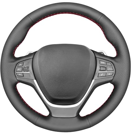 MEWANT Lenkradbezug aus echtem Leder, für BMW X3 F25 / X4 F26, Schwarz