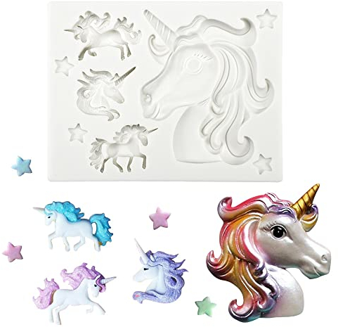Cestony Moldes de silicona de unicornio Pegasus para bricolaje, pasteles, fondant, galletas, jabón, azúcar, pudín, chocolate, caramelos duros, postres, decoración de velas