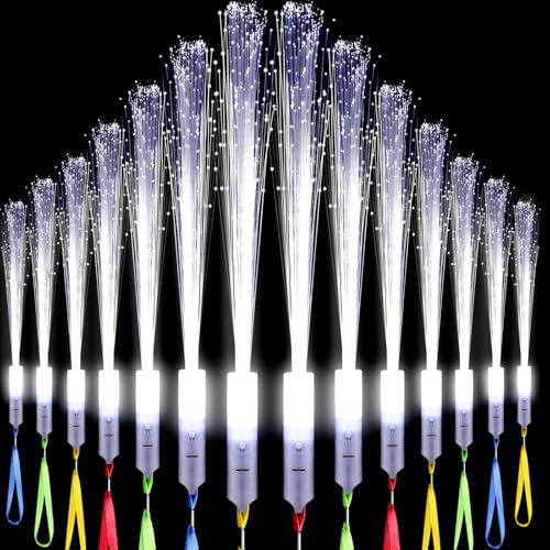 Baguettes lumineuses à LED en fibre optique blanche avec 3 modes d'éclairage - Pour anniversaire, mariage, fête prénuptiale - 96 pièces