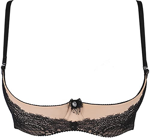 Axami Beiger Peek a Boo Hebe BH mit schwarzer Spitze besetzt 70D