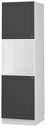 Vicco Oven housing cabinet Fame-Line, Anthracite gold/White, 60 cm open