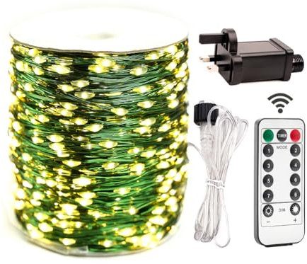 RESNICE 100FT Outdoor Led String Lights Waterproof 300 LEDs Fairy String Lights Plug in with Remote 8 Modes for Living Room, Christmas Tree, Patio, Garden, Wedding, Backyard (Warm White)