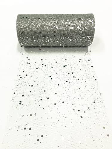 15cm x 22,8m Glitzer Tüll Stoffrolle Hexagon Pailletten Mesh Stoff Spule Tutu Rock Bady Dusche Hochzeitsfeier Geburtstag Dekoration (Silber)