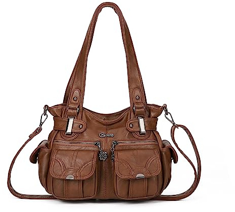 KL928 Handtasche Damen Umhängetaschen große Damenhandtasche Schultertasche gemacht aus PU Leder Kunstleder Elegant Damen Tasche für Büro Schule Einkauf mit vielen fächern