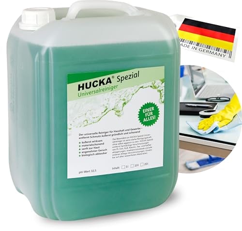 HUCKA spezial Universalreiniger (10 Liter) - extrem effektiv - entfernt mühelos Verschmutzungen wie Fett, Öl, Kaffee, Nikotin, uvm. - biologisch abbaubar
