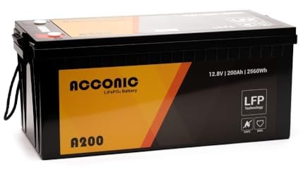 Acconic A200 LiFePO4 12V Lithium Versorgungsbatterie 200Ah