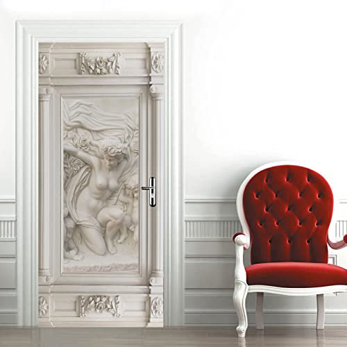 3d Türtapete Selbstklebend Geprägte Frau Türposter Fototapete, Schlafzimmer Wohnzimmertür Aufzug Tür Aufkleber B85 x H205cm