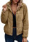 ASOMI Jacke Damen Winter Herbst Cordjacke Fleecejacke Causal Langarm Übergangsjacke Mode Mantel Reißverschluss Steppjacke Outwear mit Tasche 404 Khaki 36