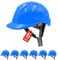 Bauhelm EN397, Mustbau Sicherheitshelm, Arbeitshelm Schutzhelm mit DIY Steckplätze für 53-65 cm Kopfumfang verstellbar, Sicherheitshelm mit Schweißband für BAU und Industrie (Blau, 6 Pcs)