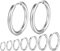 aesdox Hypoallergene kleine Creolen für Unisex 7 Paar Set, Chirurgischer Stahl Hoops Ohrring Sets für Piercings, Silber