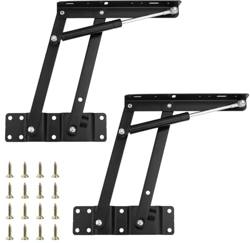 CHUEHKAK 2 Stück Möbelscharnierfeder Lift Up, Couchtisch Hebemechanismus, Pneumatische, Aufzug, Klapp Lift Up Feder Scharniere, Lift Up für Couchtisch, mit 16 Schrauben, Schwarz
