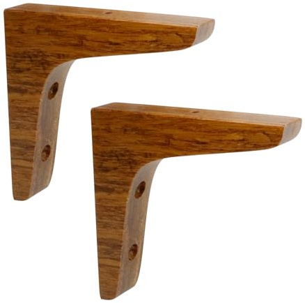 Antrader 2PCS Wooden Shelf Brackets,Solid Wall Mount Wood Shelf Bracket,Wood Triangle Bracket,L Shape Shelf Holders Include Mounting Screws,3.74 x 3.74 x 0.79 Inches,Dark Brown