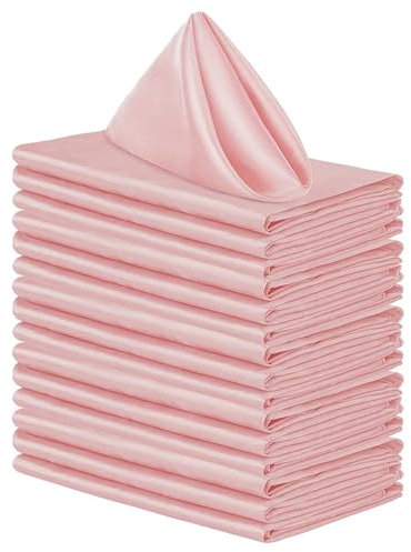 Whakano 6 Stück Satin Servietten,Wiederverwendbare Stoffservietten,Glattes,Weich und Bequem,Hochwertige Servietten,für Hochzeit,Taufe,Kommunion,Geburtstag,Feiern,Tischdekoration,Altrosa,43x43cm