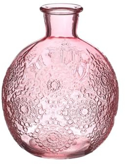 NaDeco Kugelvase Bologna in 12 cm und 17 cm und 6 Farben wählbar | Kugelflasche | Glas Flaschen | kleine Deko Vasen | kleine Deko Flaschen | Tischdeko Vasen, Farbe:Pink, Größe:h.12 Ø9.5 cm