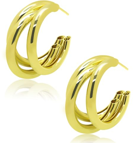 18K Ohrringe Gold Drop Earrings Goldene Ohrringe Damen Hypoallergene Schleifen Ohrringe Leichte Tropfen Ohrringe für Damen Mädchen Women