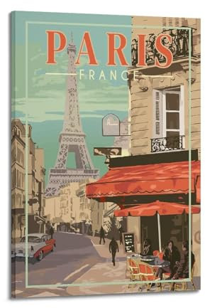 HUIYHB Vintage-Reiseposter, Frankreich, Paris, Poster, dekoratives Gemälde, Leinwand, Wandposter und Kunstdruck, modernes Familienschlafzimmer, Dekoration, Poster, 20 x 30 cm