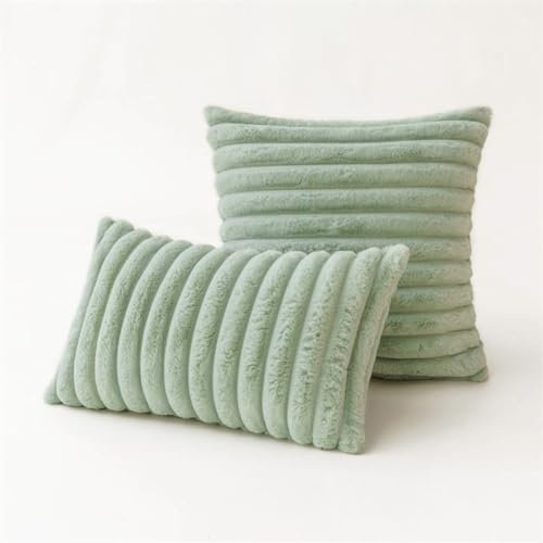 2er Set Kissen-Bezug mit Füllung, fluffige Sofakissen Couchkissen Dekokissen Zierkissen Kopfkissen Kuschelkissen, mit verstecktem Reisverschluss, weich & angenehm, Doppelpack (MInze 30 x 50 cm)