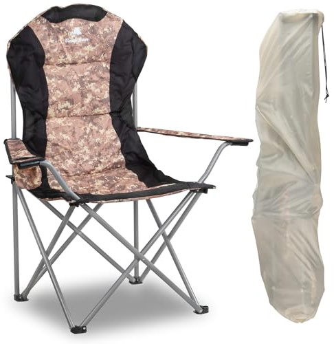CampFeuer Campingstuhl Faltbar | Camouflage | Anglerstuhl mit Getränkehalter, Klappstuhl, Angelstuhl | Faltstuhl mit Tragetasche, Gartenstuhl, Strandstuhl | Faltsessel, Campingsessel, Festivalstuhl