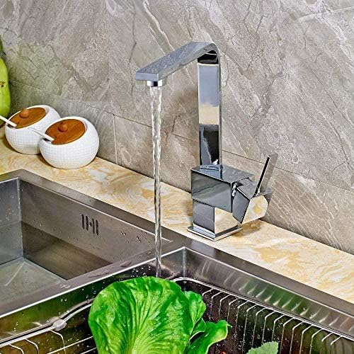 Kitchen Taps Polish Chrome Deck Mounted Kitchen Faucet Mixer Tap Single-Lever Single-Hole Swivel Mixer